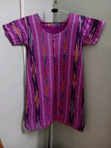 Purple Patterned Kurti With Pajama And Dupatta