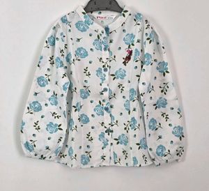 Floral Print Button-Up Blouse