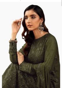 Elegant Olive Green Embroidered Kurta Set