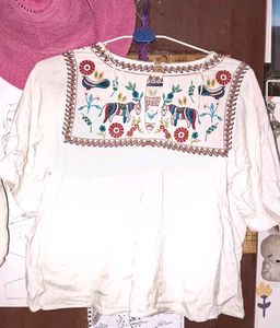 Embroidered Boho Tunic Top