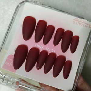 Matte Red Almond Press-On Nails