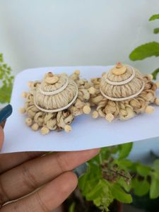 unique boho jute floral earrings beige cream stud