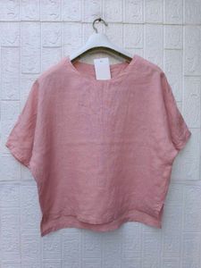 New with tag Chic Embroidered Pink Linen Top