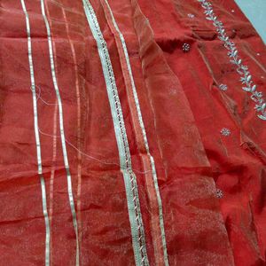 *Rust Red Tissue Shimmer party wearSuit , dress ma