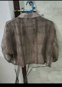 Sheer Striped Collared Shirt