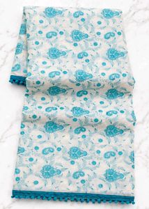 Embroidered saree with Pom Po