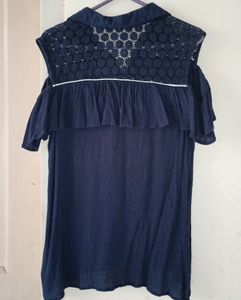 Navy Blue Cold Shoulder Top
