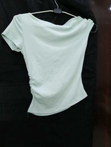 Soft Mint Boat Neck and one shoudler off Top