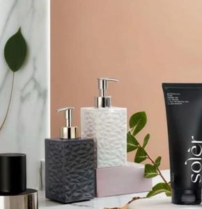 Geometric Patterned Soap Dispenser Set