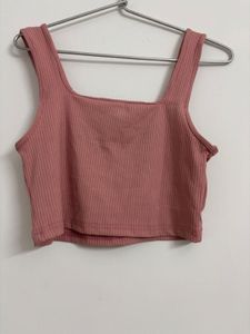 Ribbed Square Neck Cropped Tank Top