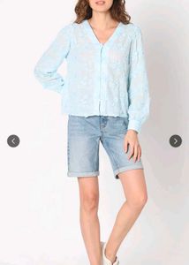 Light Blue Embroidered vero moda top