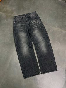 Stylish grey acid-wash baggy jeans