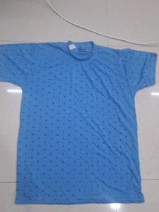 Blue Printed Crew Neck T-Shirt