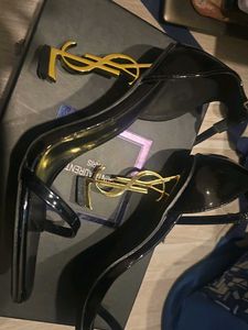 YSL opyum heels black and gold