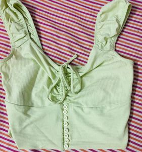 Light Green Ruched Crop Top xs