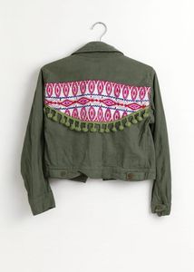 Boho Embroidered Olive Green Jacket(never worn)