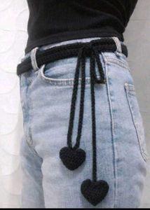 Black crochet Belt with Heart Charms
