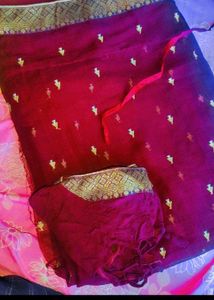 Designer Purple Saree with Orange Blouse