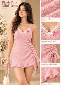 Blush Pink Textured Mini Dress