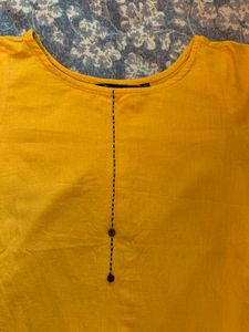 Yellow Kurta with Cute Sleeves &amp; Pocket