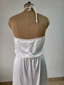 Elegant White Halter Neck Dress Length  46 Inches