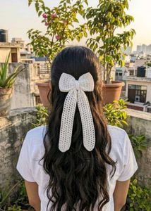 Handmade Crochet Hair Bow Clip