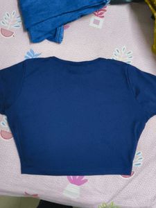 Navy Blue Cropped T-Shirt