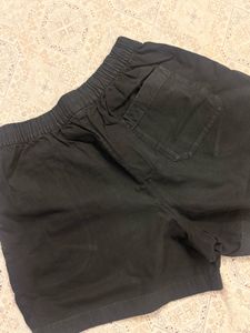 Black Elastic Waist Shorts
