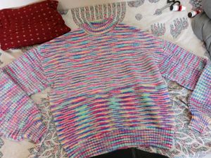 Multicolored Puff Sleeve Sweater