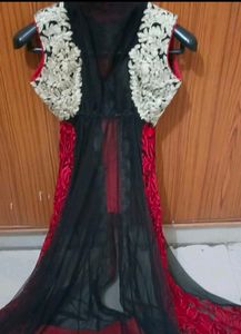 Red and Black Ethnic Gown