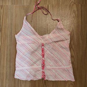Pink Striped Halter Top