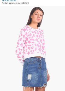 Pink Cheetah Print Cropped Sweatshirt