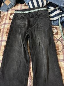 Grey Wide Leg Denim Jeans