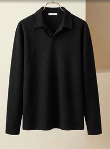 Men's Black Long Sleeve Polo Shirt