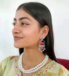 Designer Oxidised Yellow Earrings Pearl Jhumka