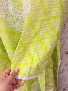 HOC Lime Green Embroidered Kurta