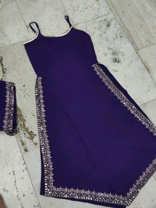 Elegant Purple Kurta Set with Mirror Work