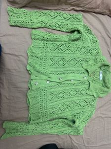 ZARA Lime Green Cable Knit Sweater