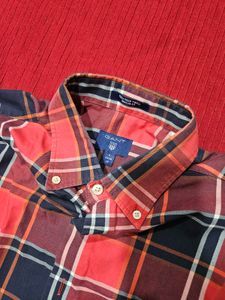 GANT Men’s Red Casual Check Shirt – Small