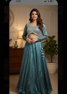 Teal Embellished Lehenga Choli Set