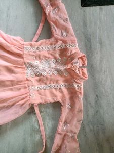Peach Tiered Ethnic Gown