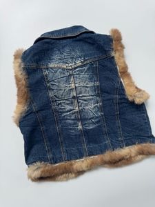 Y2K Denim Fur Trimmed Vest