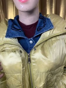 Stylish Padded Jacket with Denim Detail