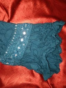 Bohemian Embellished Blue Tunic Top