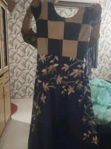 Elegant Blue Floral Maxi Dress