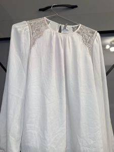 Elegant White Lace Detail Blouse