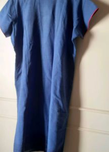 Blue cotton real mirror work Kurta with bottom