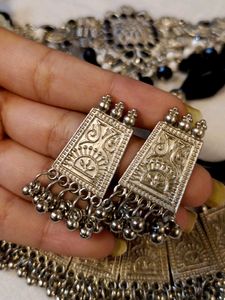 combo of 2 Oxidized Silver Necklace &amp; Earring Set