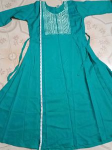 Beautiful Teal Kurta with White Embroidery