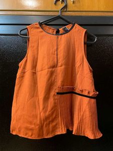 🧡 ZARA RUST-ORANGE TOP + GREY JEANS COMBO 🧡